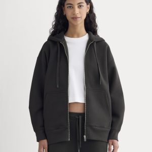 Luxe Fleece Oversized Full-Zip Hoodie | Black