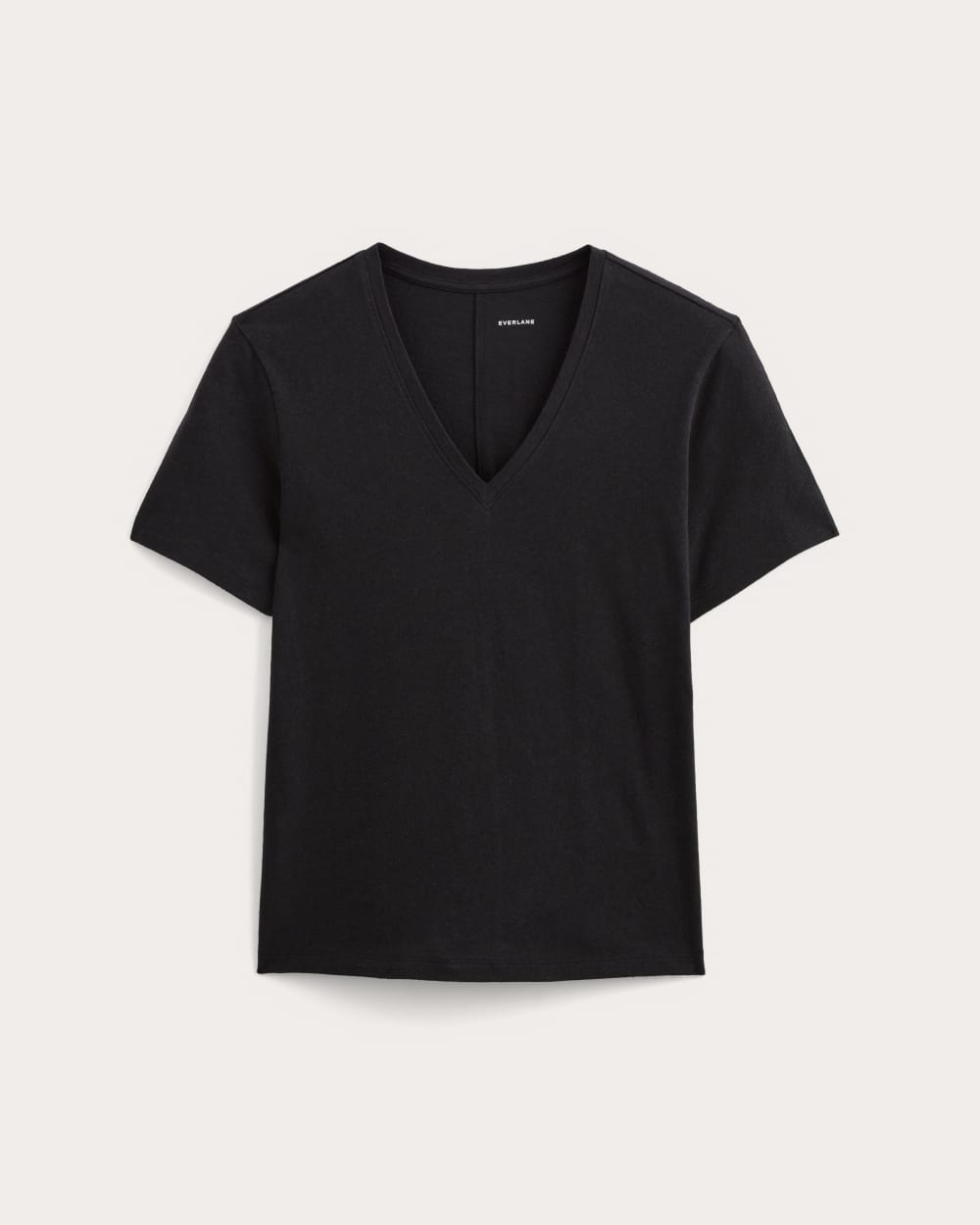 The Slouchy V-Neck Tee in Cotton Linen | Black - Image 2