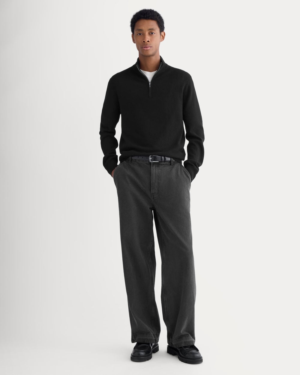 Cashmere Quarter Zip Sweater | Black - Image 3