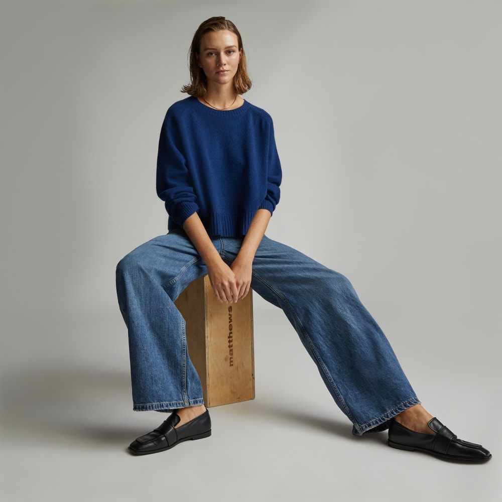The Cashmere Boxy Crew | Bright Navy - Image 6