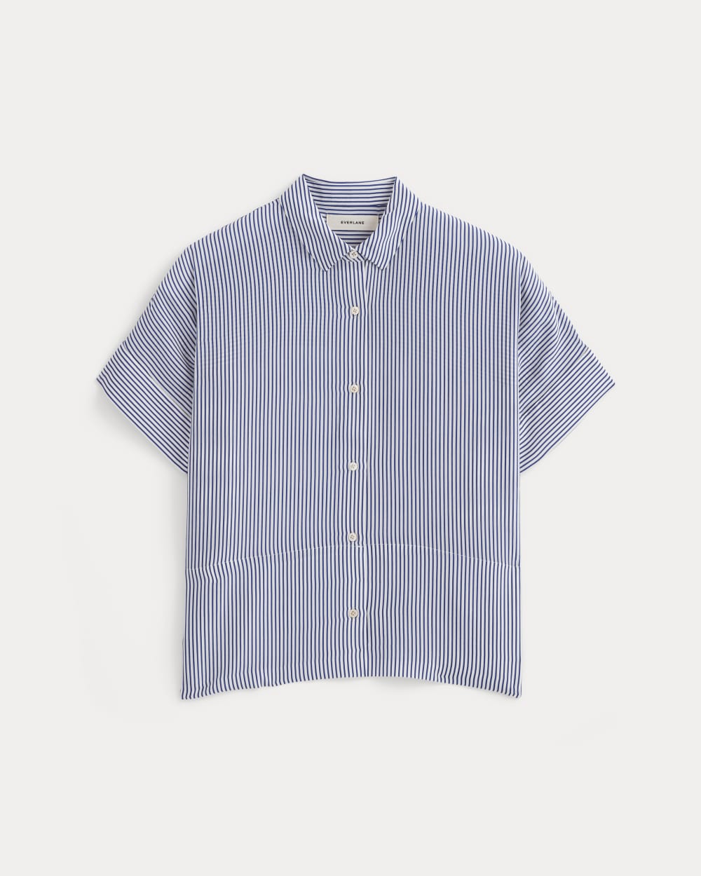 The Boxy Shirt in Washable Silk | Blue / White - Image 2