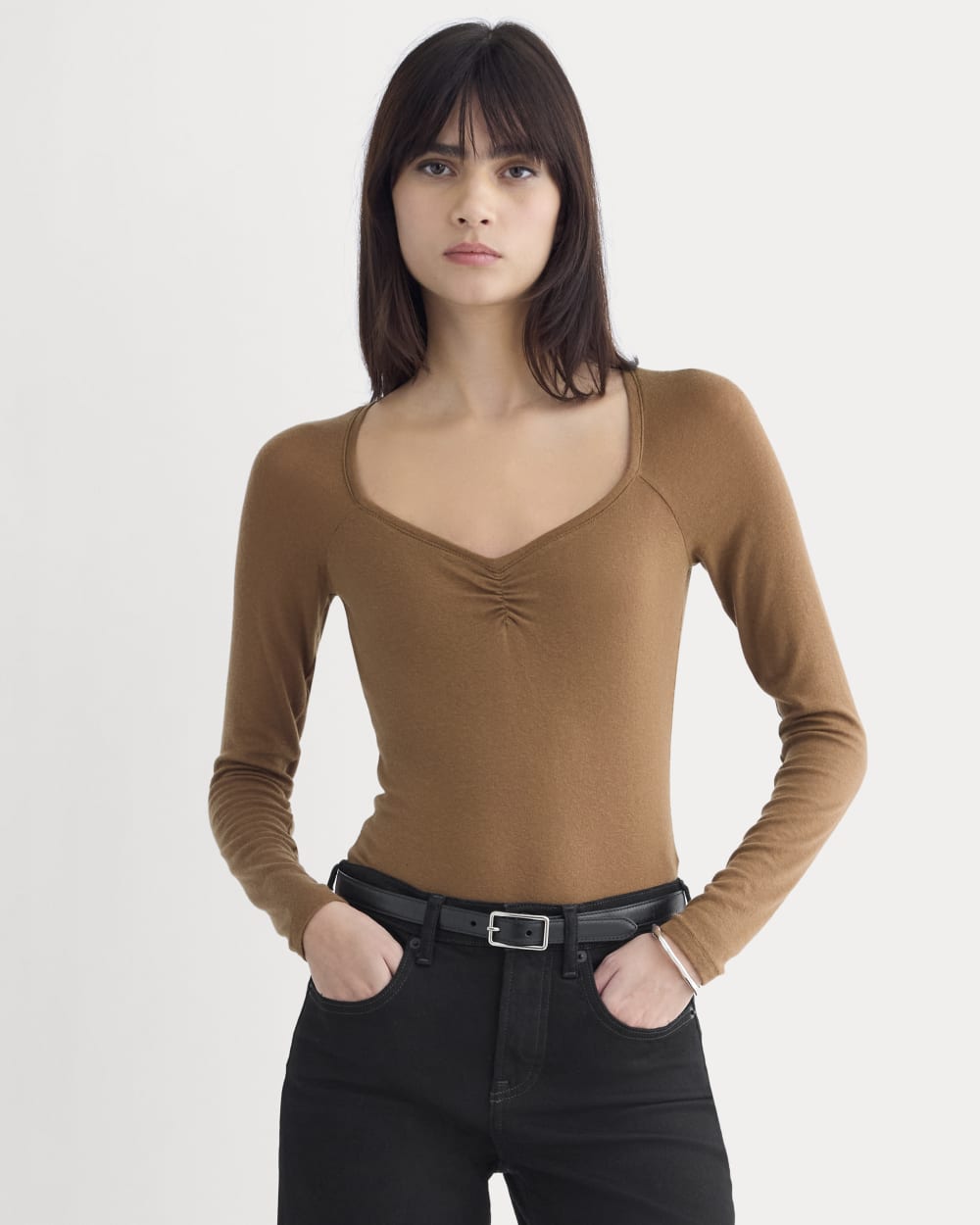 Sweatheart-Neck Top in Butterluxe | Toffee