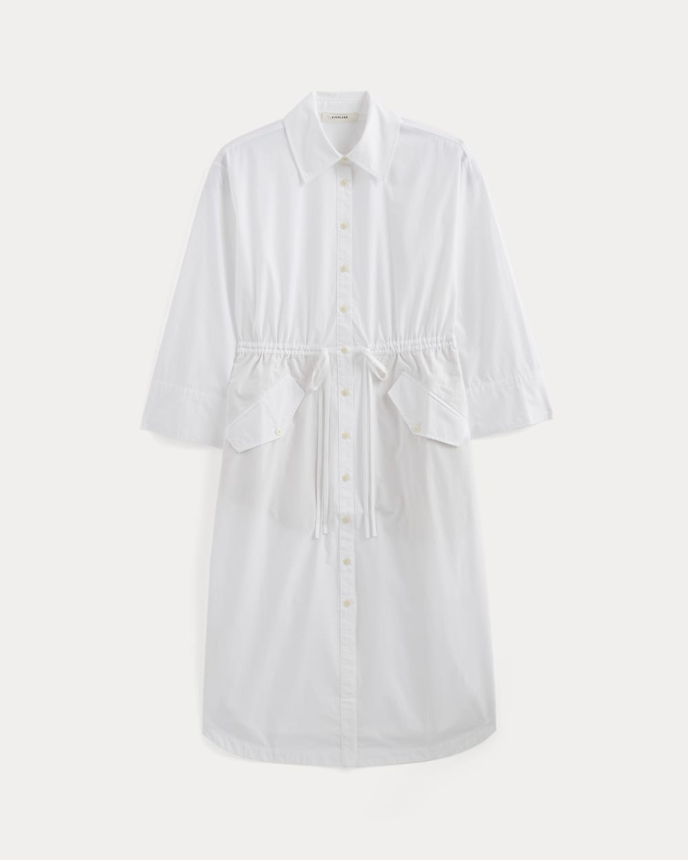 The Drawcord Shirtdress in Ultrasoft Cotton | White - Image 2