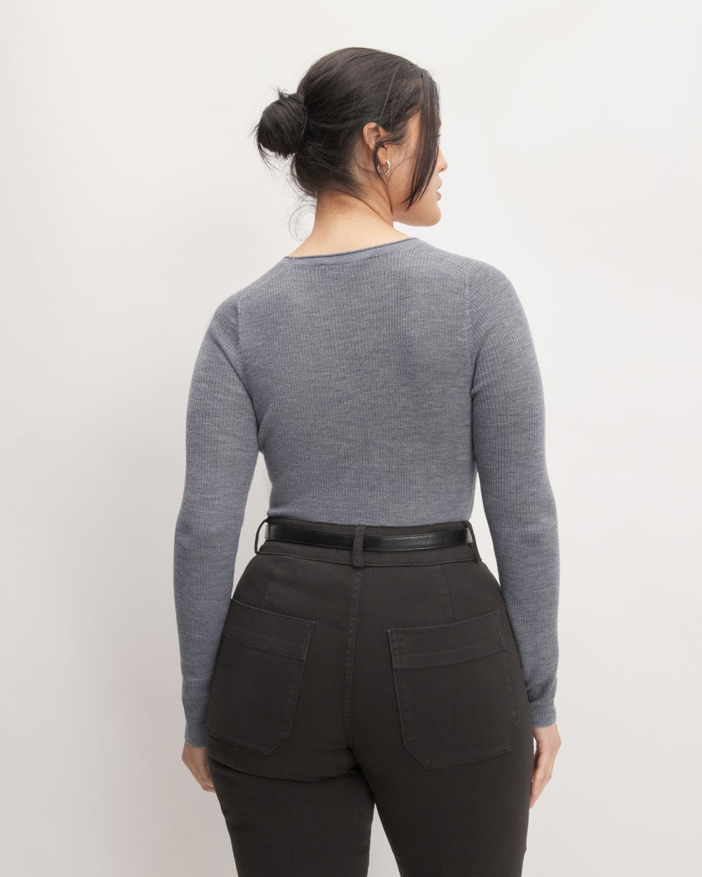The Long-Sleeve Sweater Tee in Ultrasoft Merino | Heather Mid Grey - Image 6