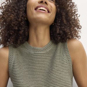 The Organic Cotton Open-Stitch Tank | Sage Green