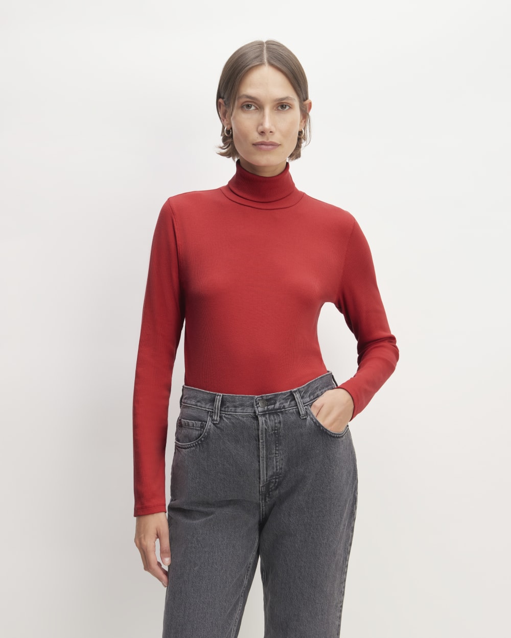 The Luxe Rib Turtleneck | Haute Red