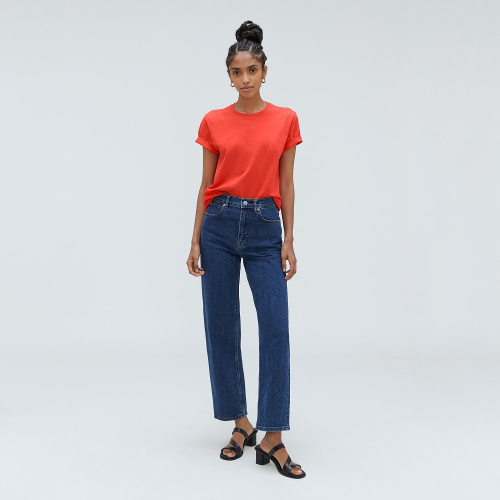 The Box-Cut Tee in Essential Cotton | Red Orange | No Pocket - Image 5