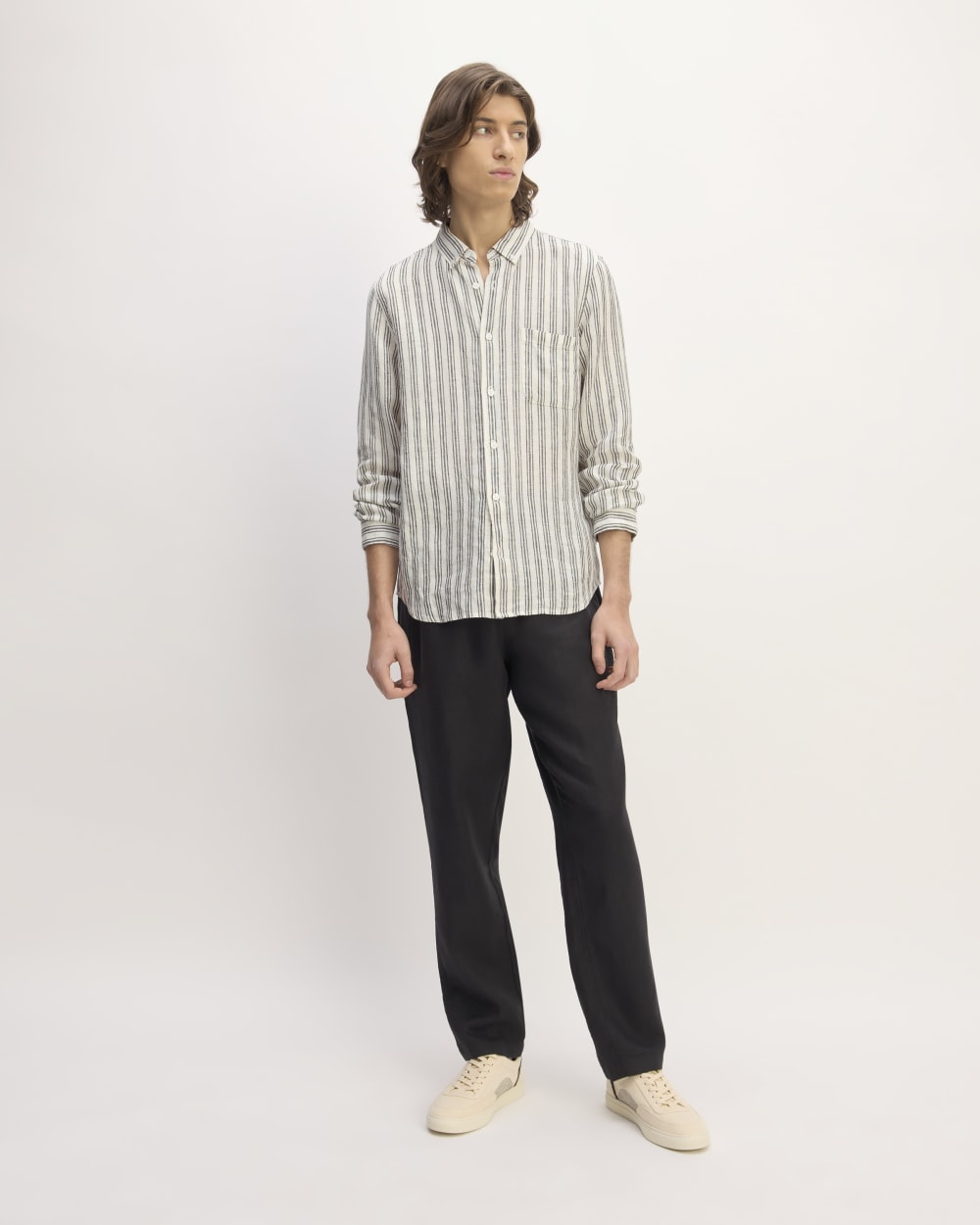 The Classic Shirt in Linen | Bone / Black - Image 3