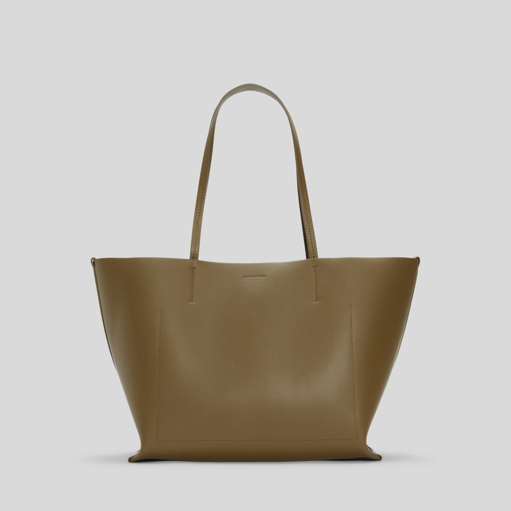 The Luxe Medium Italian Leather Tote | Beech - Image 3
