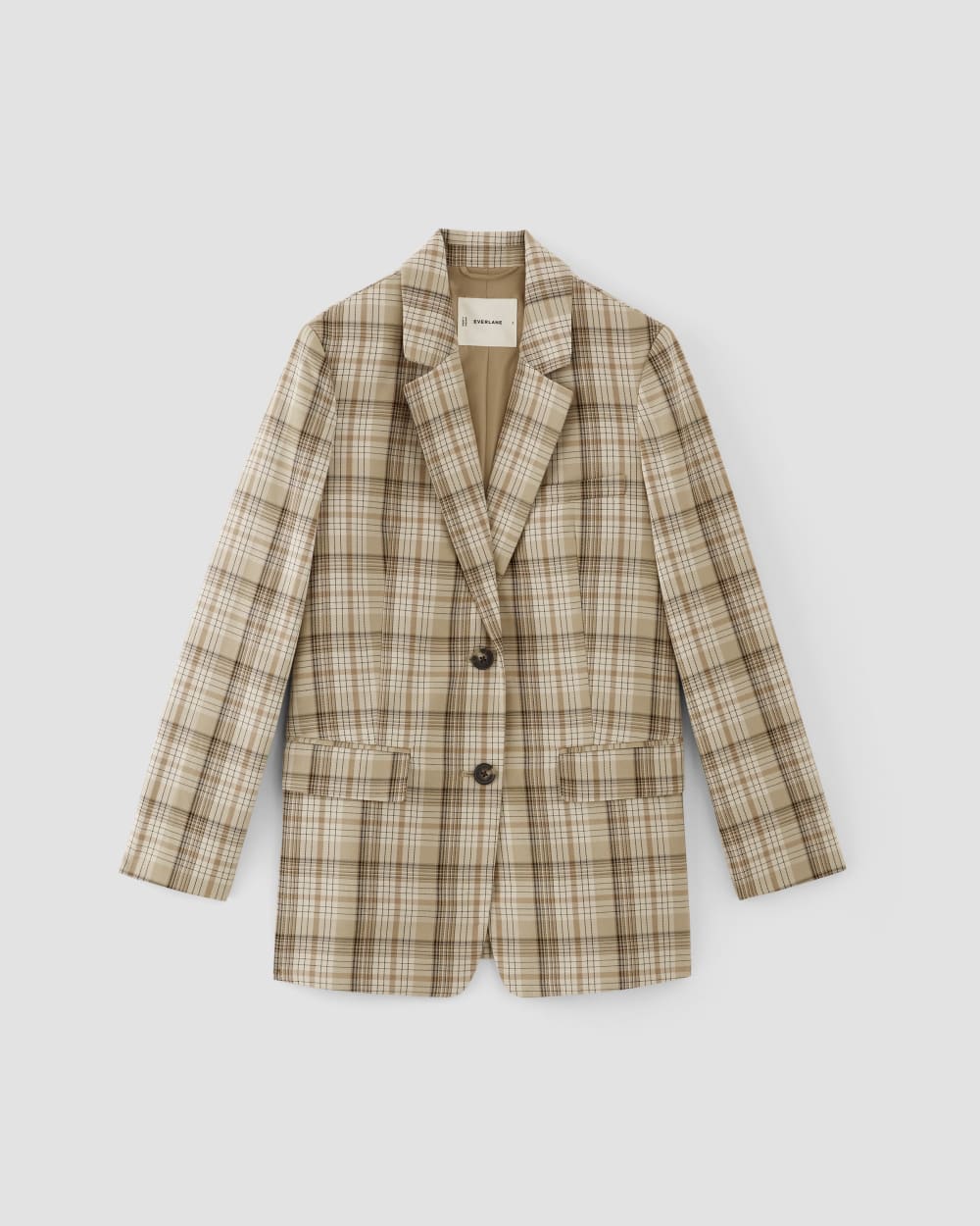 The Oversized Blazer in Buttersmooth | Pale Khaki Plaid - Image 2