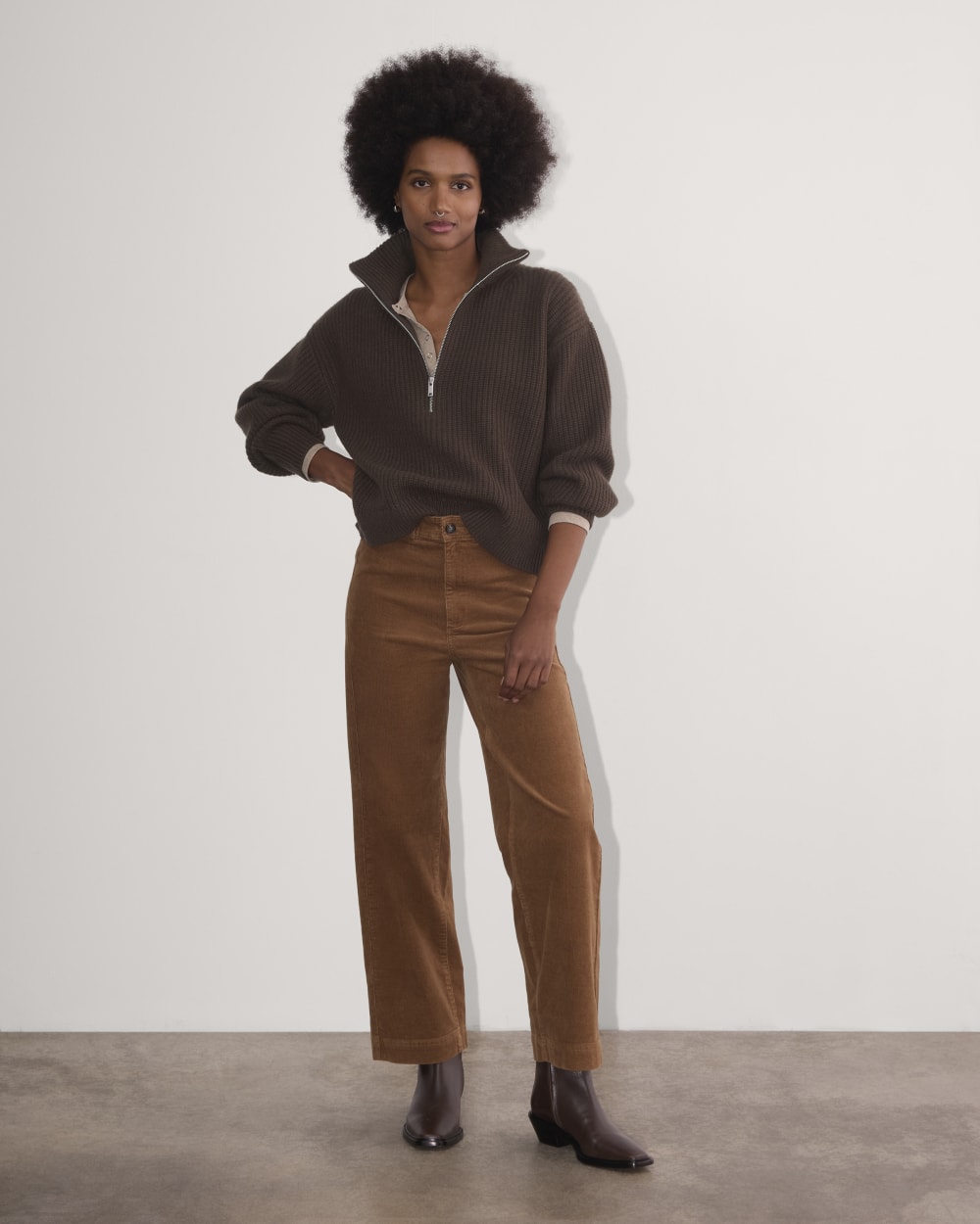 The Half-Zip Sweater in Luxe Merino | Earth Brown - Image 4