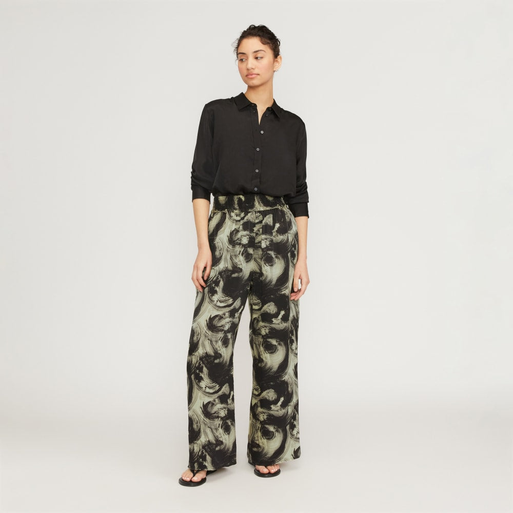 The Satin Pull-On Pant | Pale Yellow / Black - Image 5
