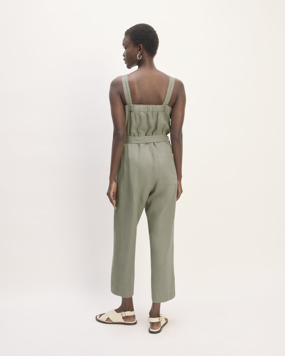 The Linen Side-Button Jumpsuit | Sage Green - Image 4