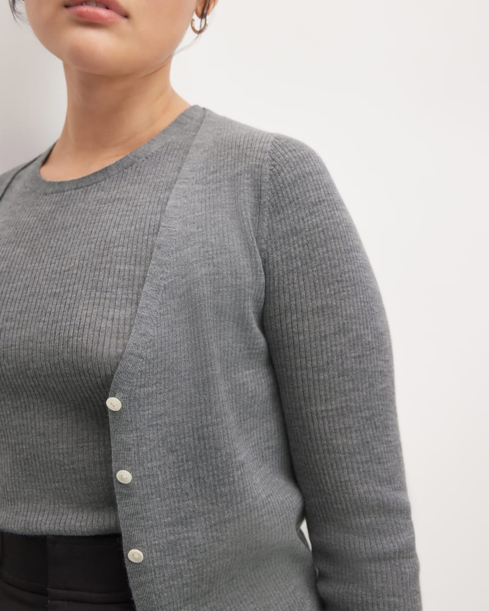 The Cardigan in Ultrasoft Merino | Heather Mid Grey - Image 4