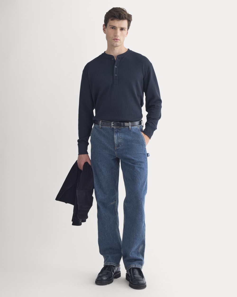 Thermal Henley in Cozy Waffle | Navy - Image 3