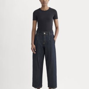 The High Rise Pleated Jean | Dark Indigo