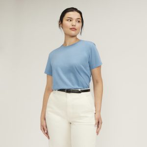 The Box-Cut Tee in Essential Cotton | Heritage Blue | No Pocket