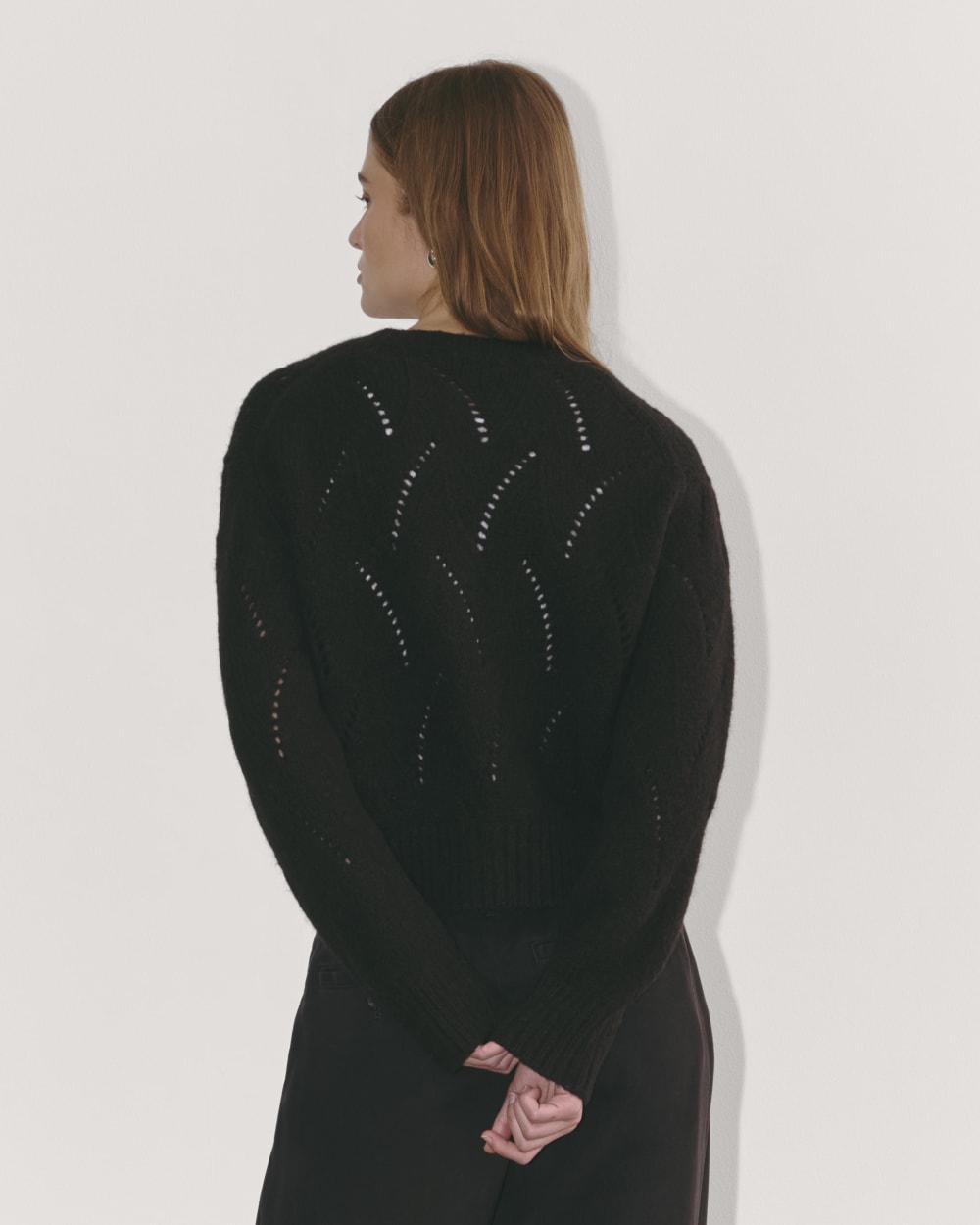 The Pointelle Cardigan in Cloud | Black - Image 5