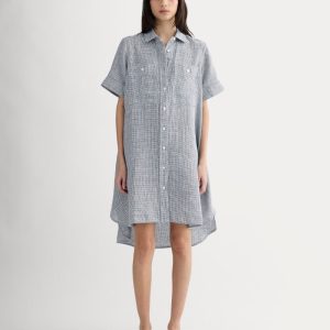 The Daytripper Dress in Linen | Midnight Navy Gingham