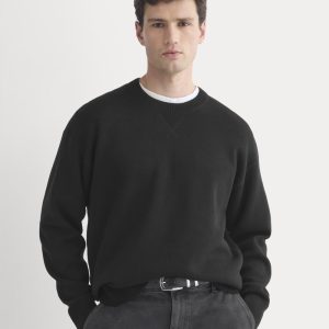 Luxe Merino Double-Knit Sweater | Black