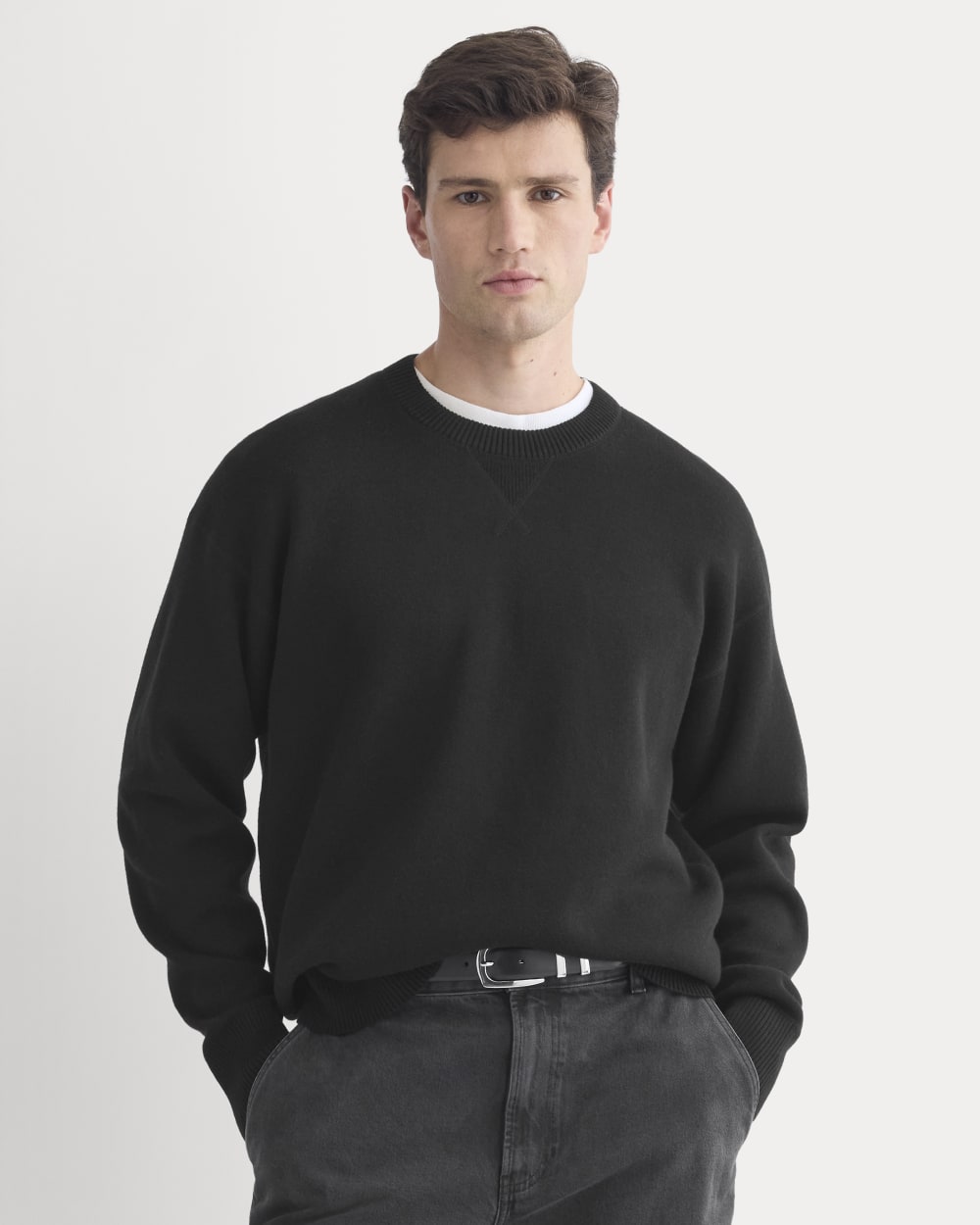 Luxe Merino Double-Knit Sweater | Black