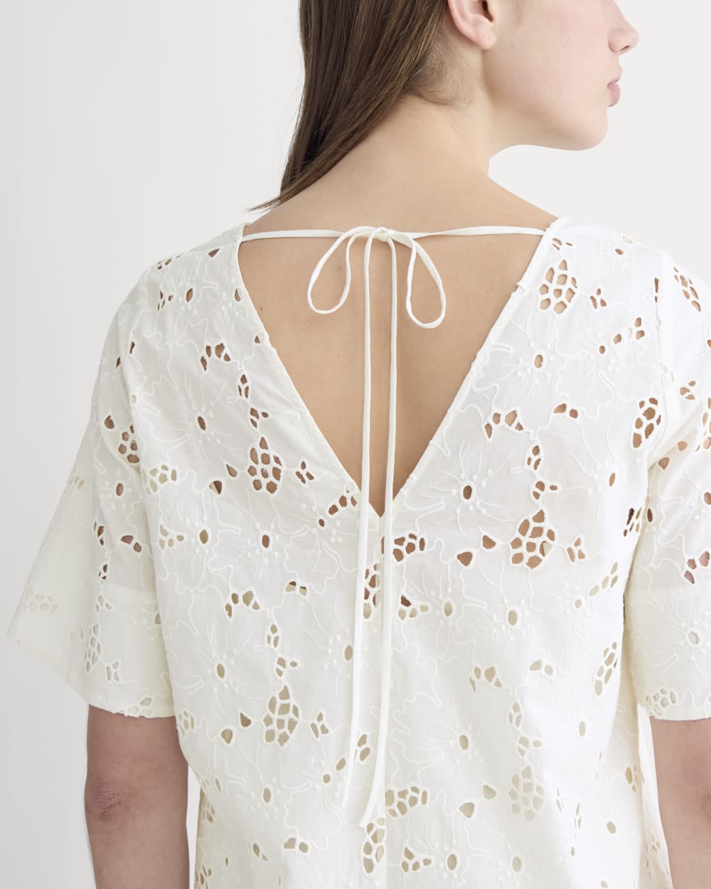 The Eyelet Mini Shift Dress | Bone - Image 3