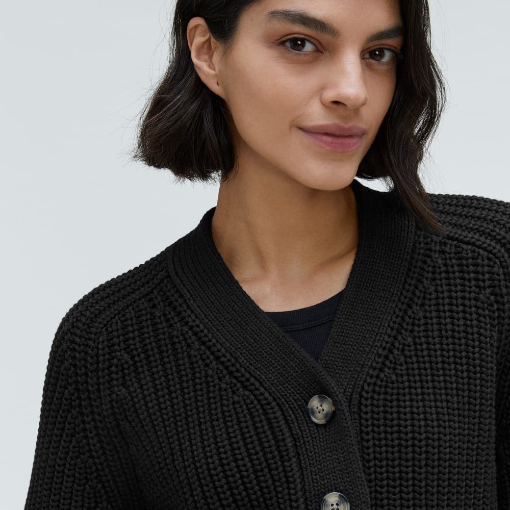 The Texture Cotton Cardigan | Black - Image 4