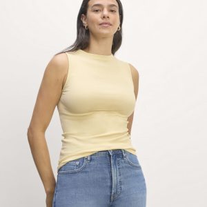 The Luxe Rib Funnel-Neck Tank | Parsnip
