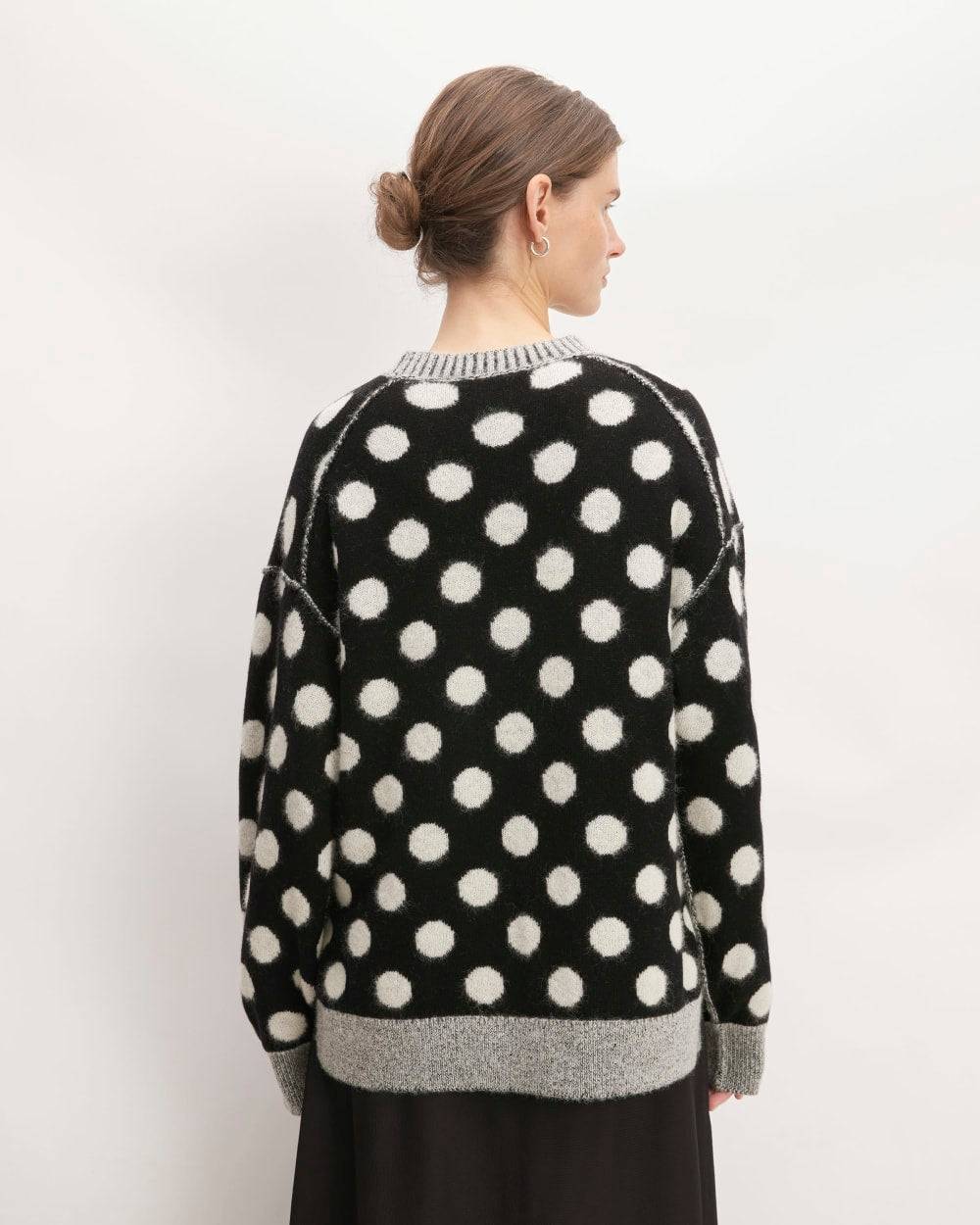 The Alpaca Polka Dot Oversized Crew | Black / Snow Polka Dot - Image 6