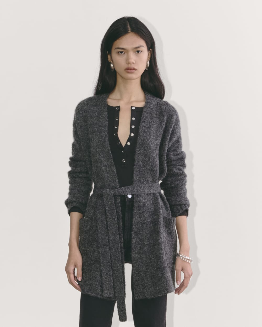 The Robe Cardigan in Alpaca | Dark Charcoal - Image 5