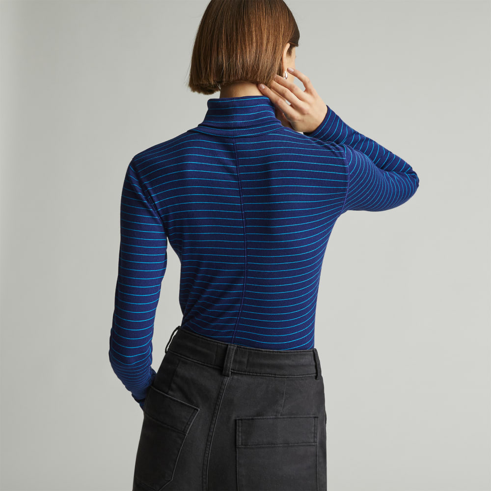 The Luxe Micro-Rib Turtleneck | Ocean Cavern / Horizon Blue - Image 3