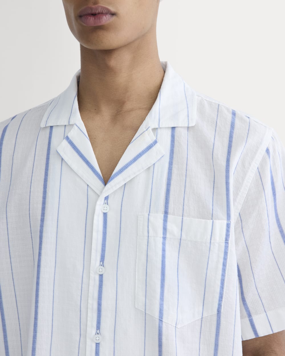The Textured Resort Shirt | Bone / Dutch Blue - Image 4