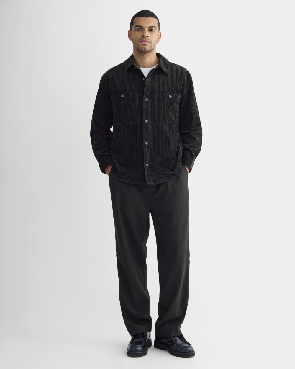 Wide Wale Corduroy Shirt | Black - Image 3