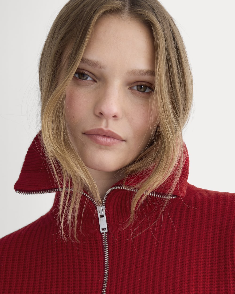 Half-Zip Sweater in Luxe Merino | Berry Red - Image 4