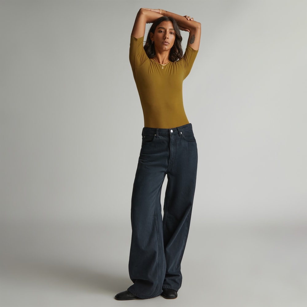 The Short-Sleeve Crew Neck Bodysuit | Tapenade | Bikini - Image 5