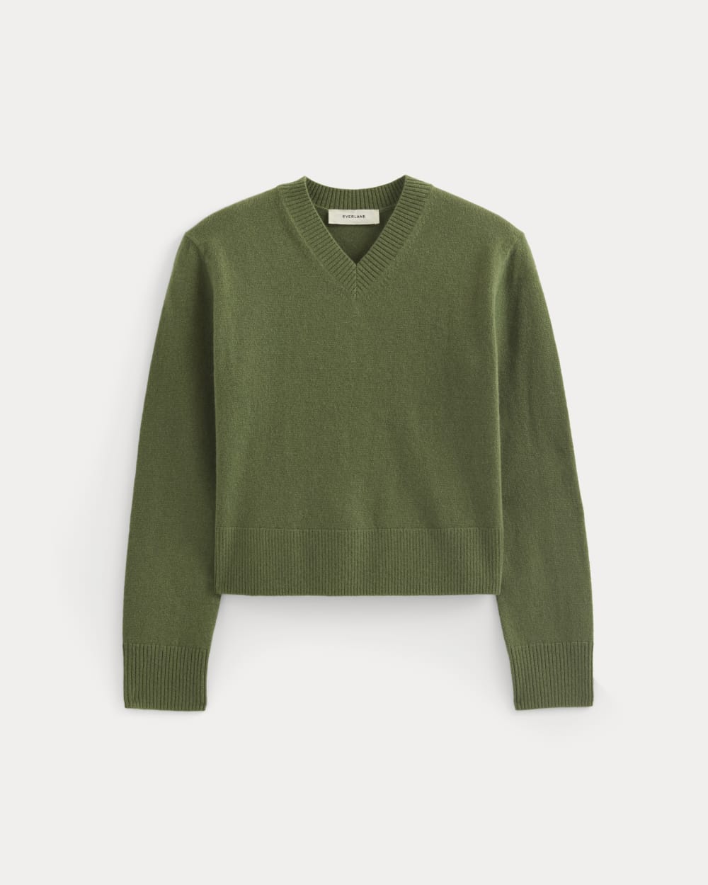 Cashmere Cropped High-V Sweater | Forest Green - Image 2