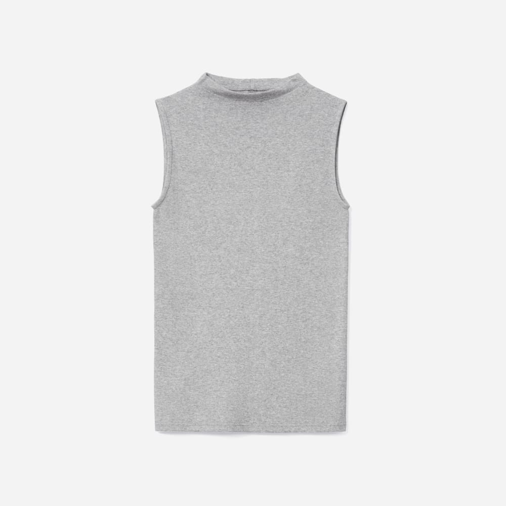 The Pima Micro-Rib Funnel-Neck Tank | Heathered Grey - Image 2
