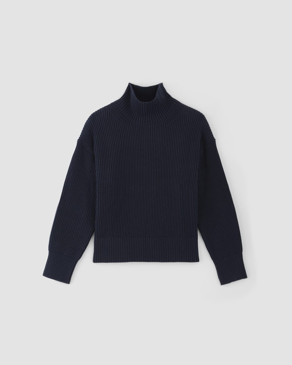 The Organic Cotton Ribbed Turtleneck | Navy - Image 2