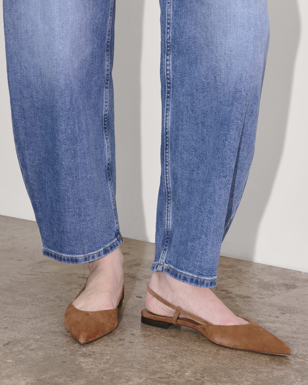 The Studio Slingback Flat | Saddle Brown Suede - Image 3