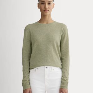 The Classic Crew in Cashmere | Light Heathered Moss