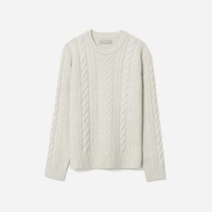 The Felted Merino Cable-Knit Crew | Heathered Oat