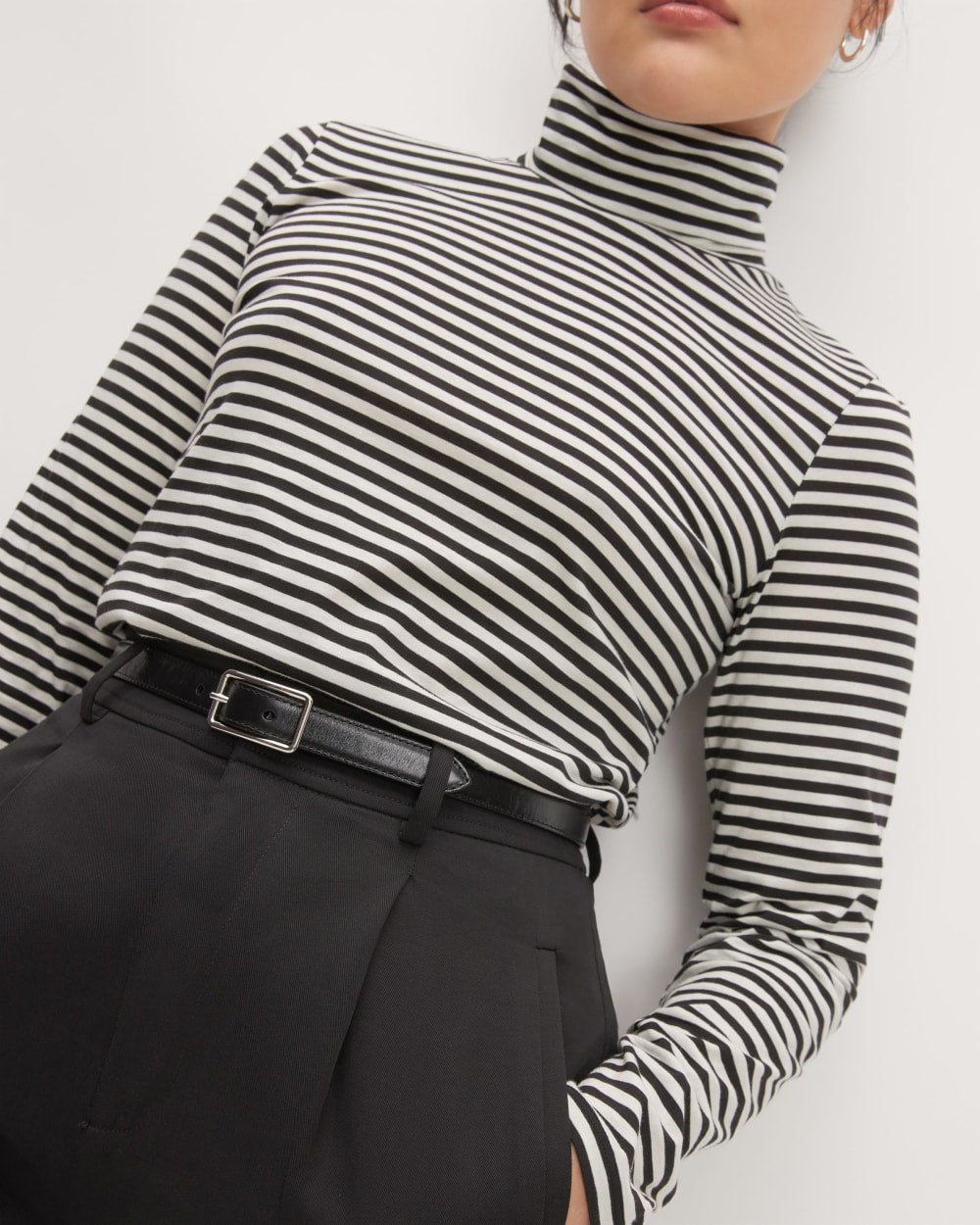 The Organic Cotton Turtleneck | Black / Bone - Image 5