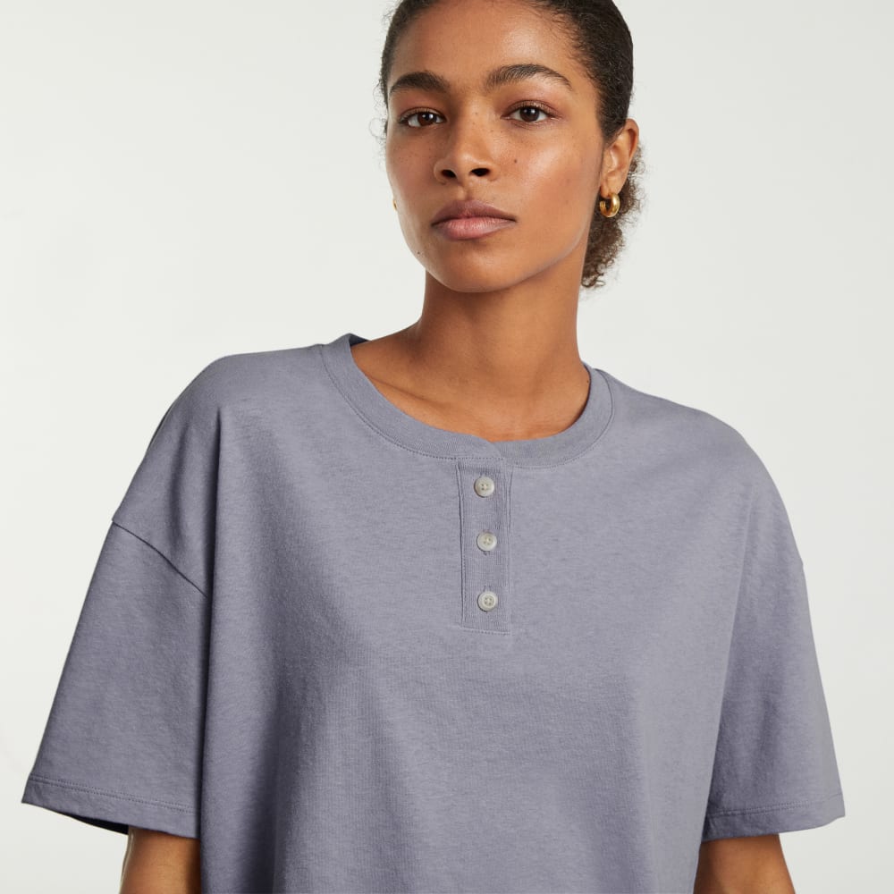 The Vintage Henley Hemp Tee | Lilac Grey - Image 3