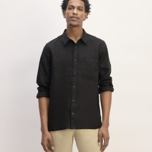 The Linen Straight Hem Shirt | Black