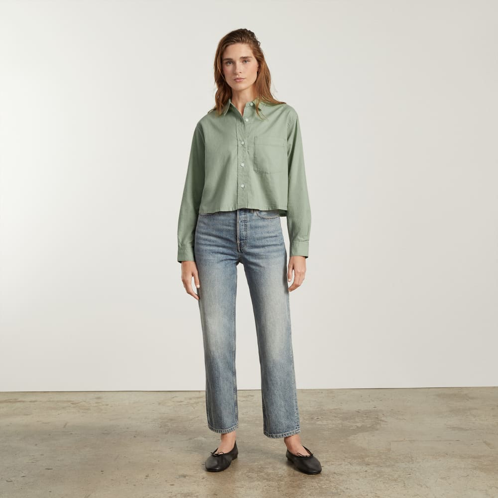 The Way-Short Shirt in Silky Cotton | Laurel - Image 5