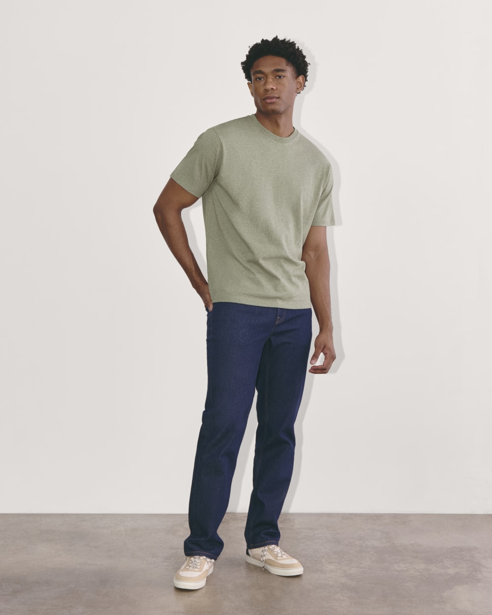 The Premium-Weight Relaxed Crew | Uniform | Heather Sage Green - Image 3