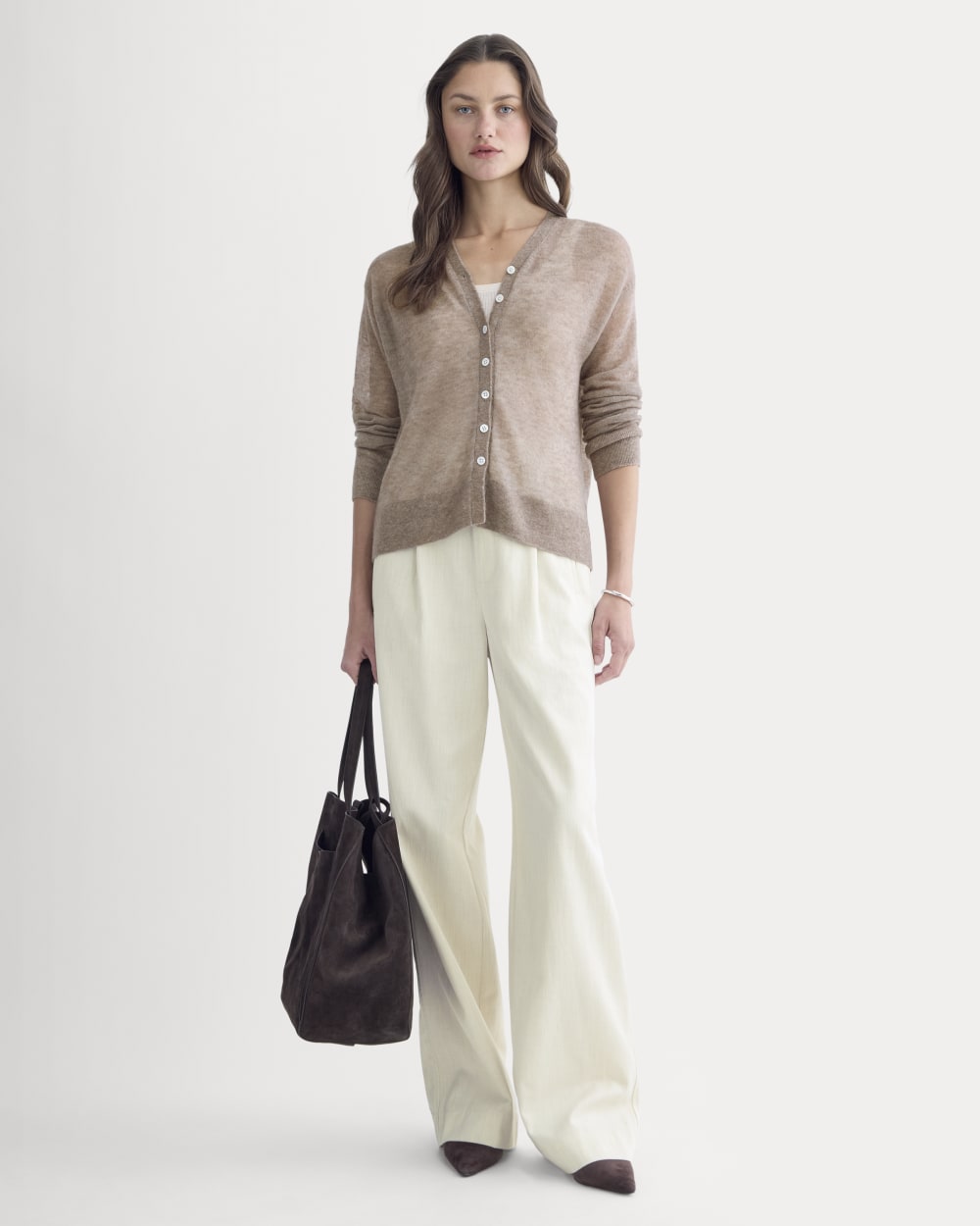 The Air Alpaca ? High V Cardigan | Heathered Chocolate Chip - Image 3