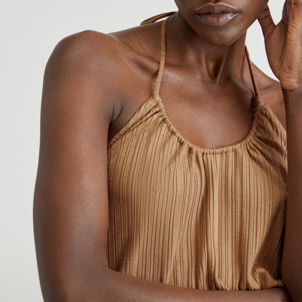 The Rib Soft Knit Halter Top | Caramel - Image 4