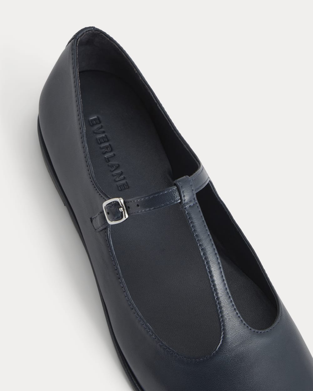 The Leather T-Strap Flat | Navy - Image 7