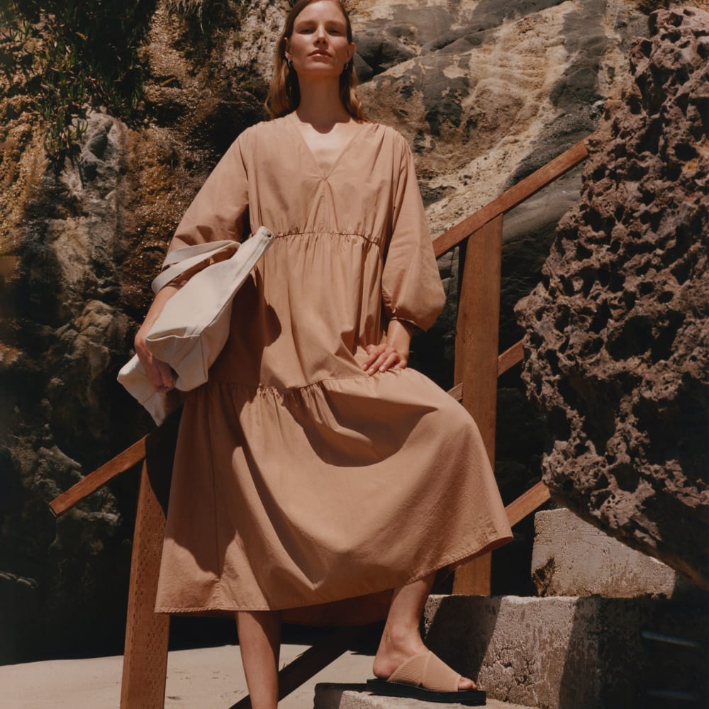 The Poplin Tiered Dress | Caramel - Image 8